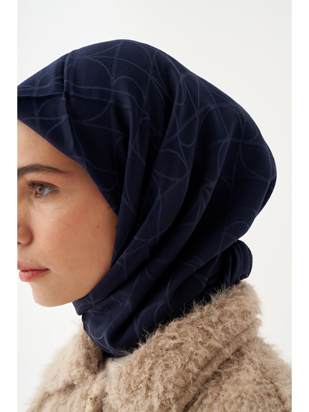 Lacivert İpek Eşarp-3