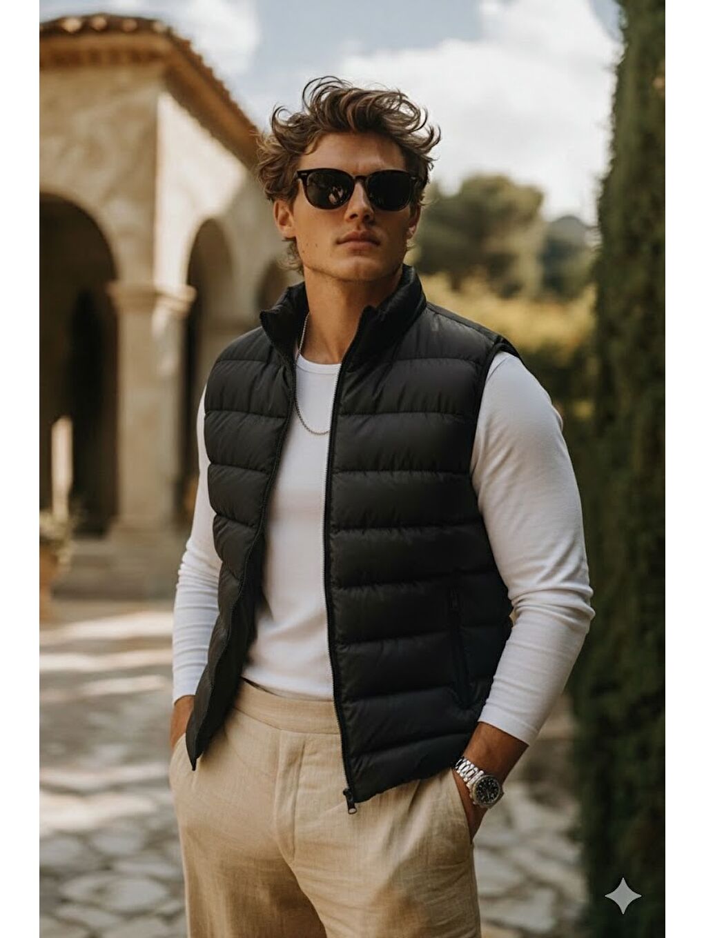 Erkek Kışlık Premium Trend Fermuarlı Siyah Şişme Yelek