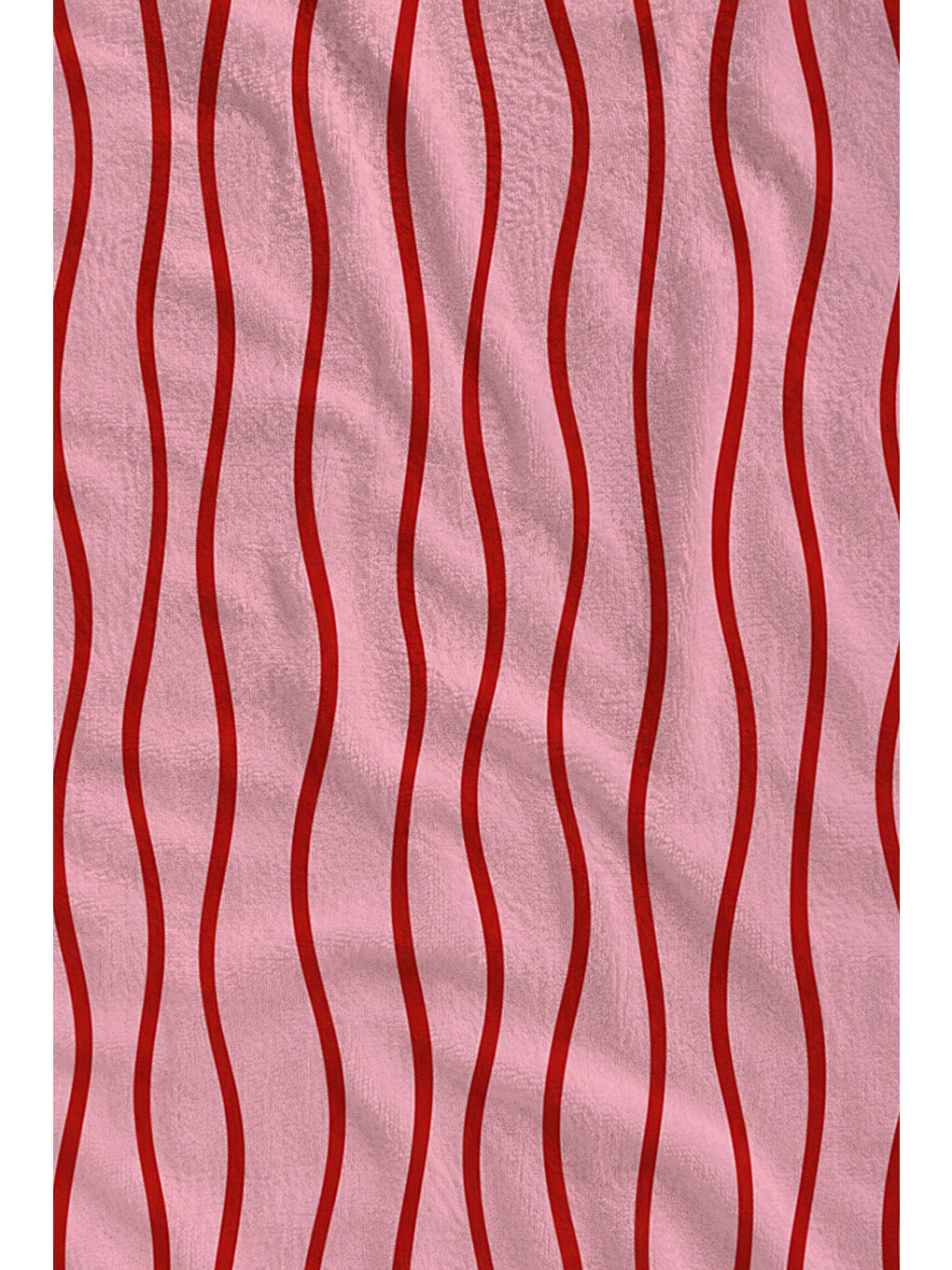 Retro Pembe Kırmızı Dalgalı Çizgili Desenli 70x150 Plaj Havlusu - Dijital Baskılı Banyo Havlusu-2