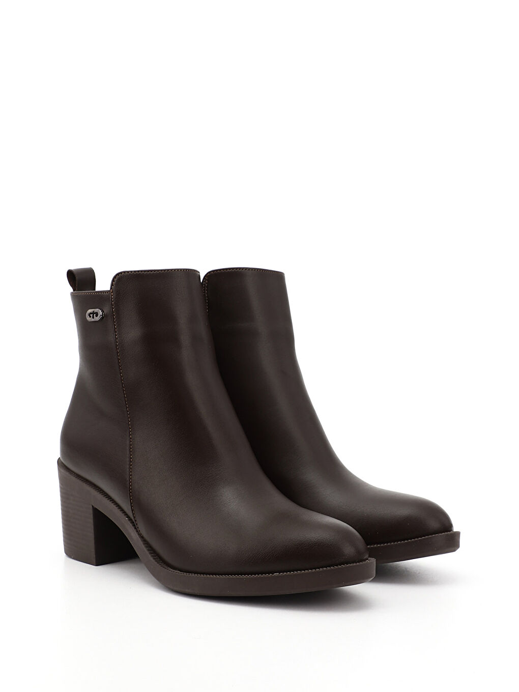 Kahverengi Kadın ÇİKOLATA KAHVE Fermuarlı Kalın Topuklu Bot-1