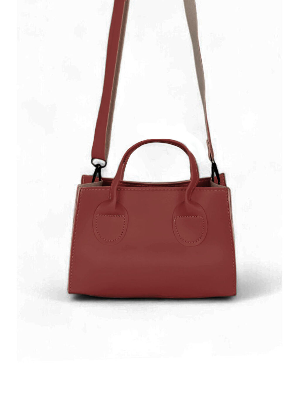 Kadın Bordo Mini Boy Suni Deri Askılı El ve Omuz Çantası-1