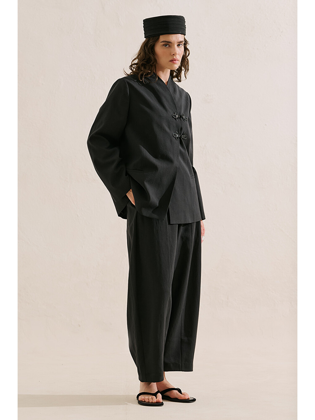 Düğüm Detaylı Kruvaze Blazer Ceket Siyah-4