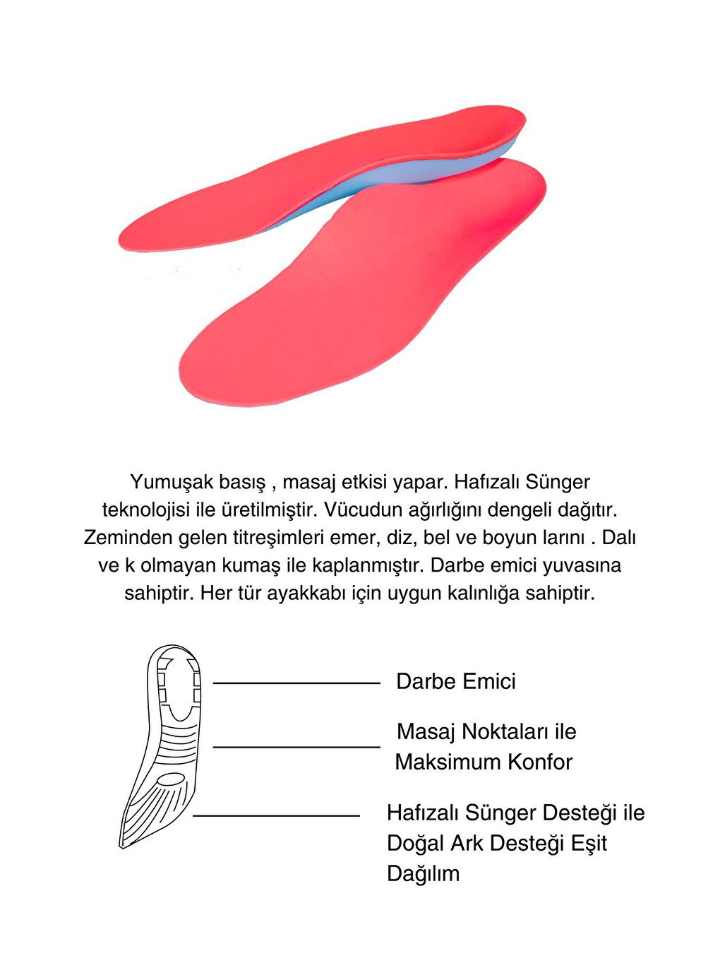 Letoon Turuncu Kadın Memory Foam Tabanlık - 1