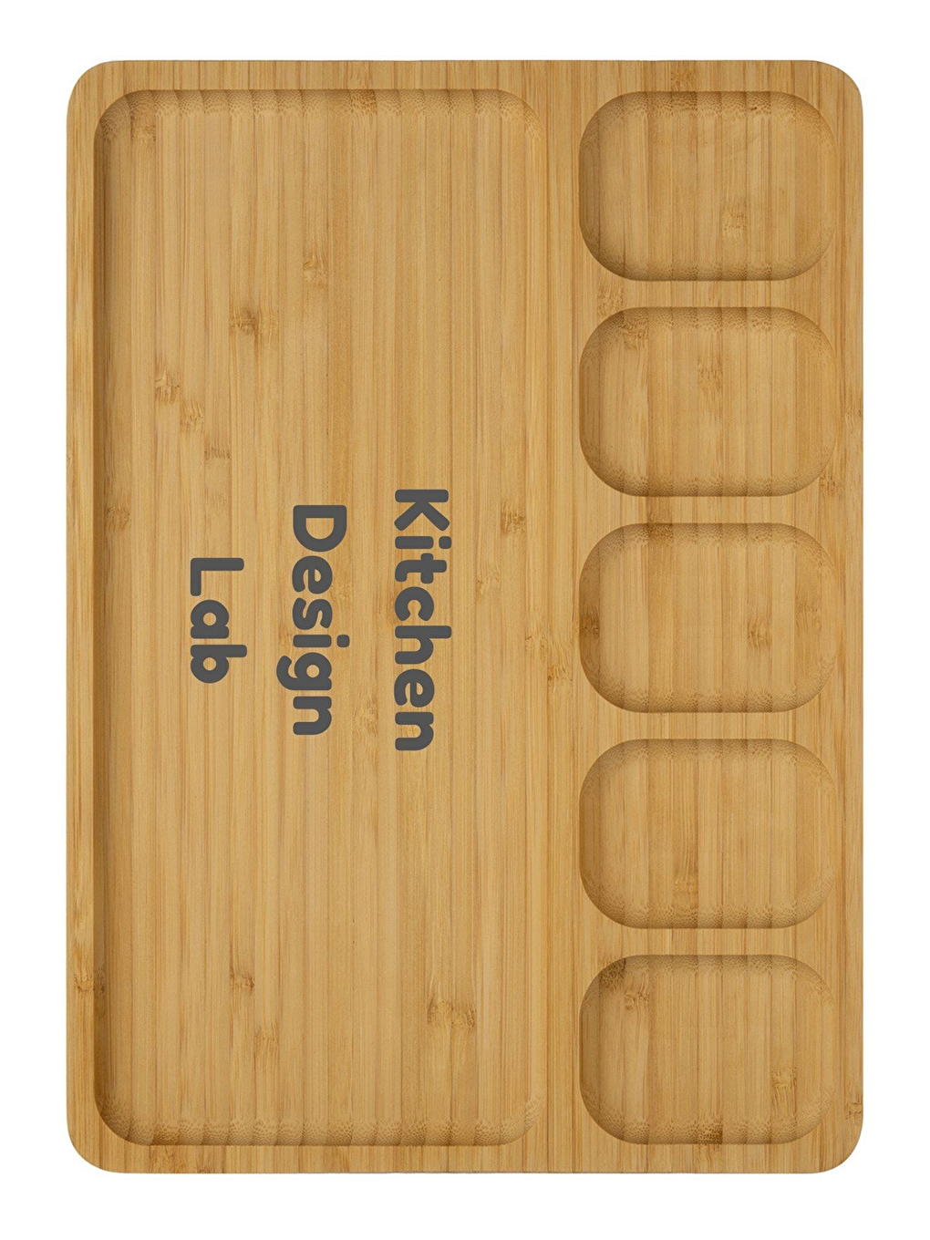 Bej Bambu Sunum Ve Kahvaltı Tabağı Büyük Boy 6 Bölmeli