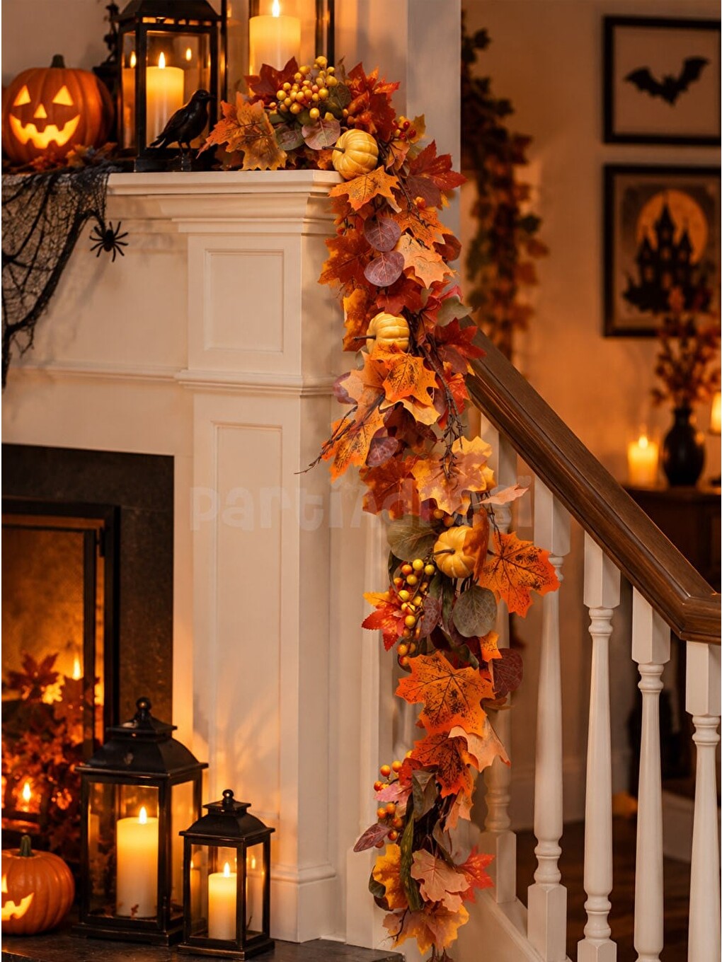 Turuncu Dekoratif Balkabaklı Garland 150 Cm-1
