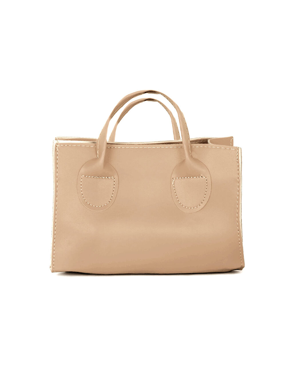 Ekru Kadın Krem Mini Boy Suni Deri Askılı El ve Omuz Çantası