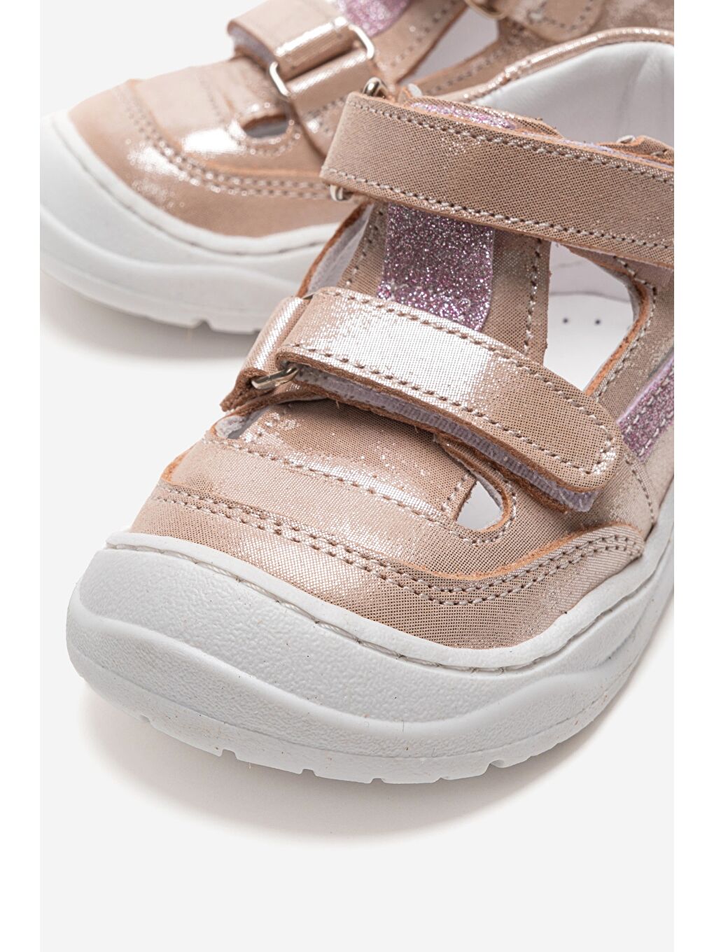 Pembe Unisex Bebek Pudra Hakiki Deri Günlük İlk Adım Ayakkabı-1