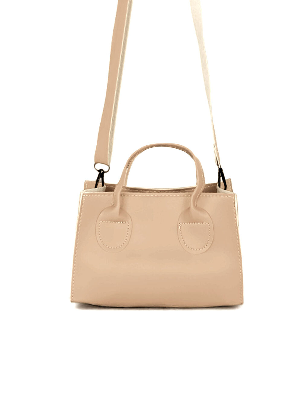 Ekru Kadın Krem Mini Boy Suni Deri Askılı El ve Omuz Çantası-1