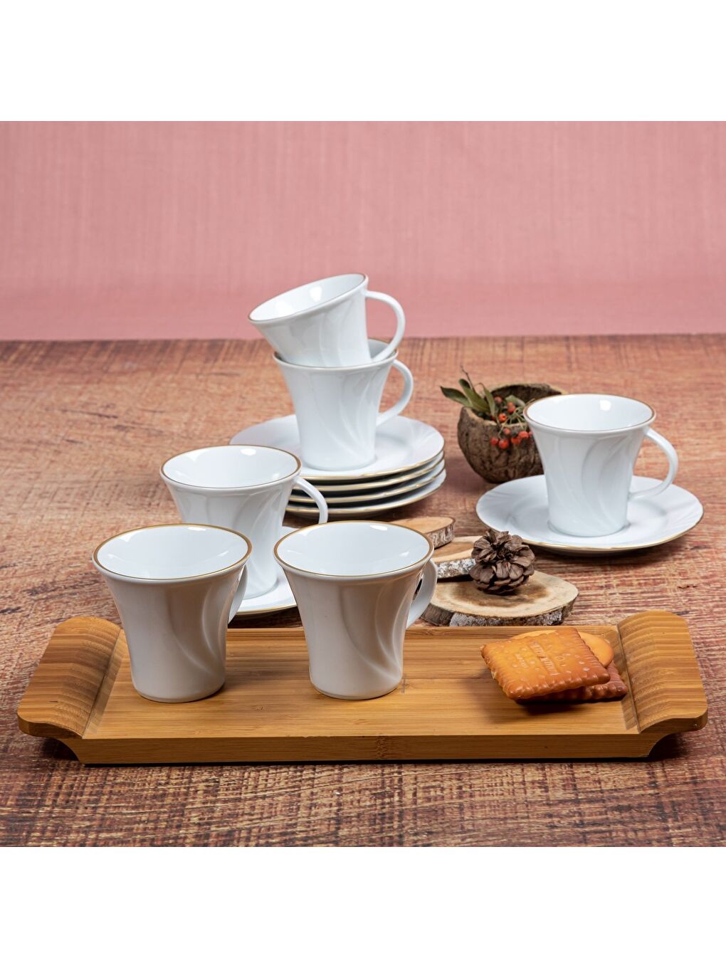 Ekru Soprano 12 Parça 6 Kişilik Çay Takımı-1