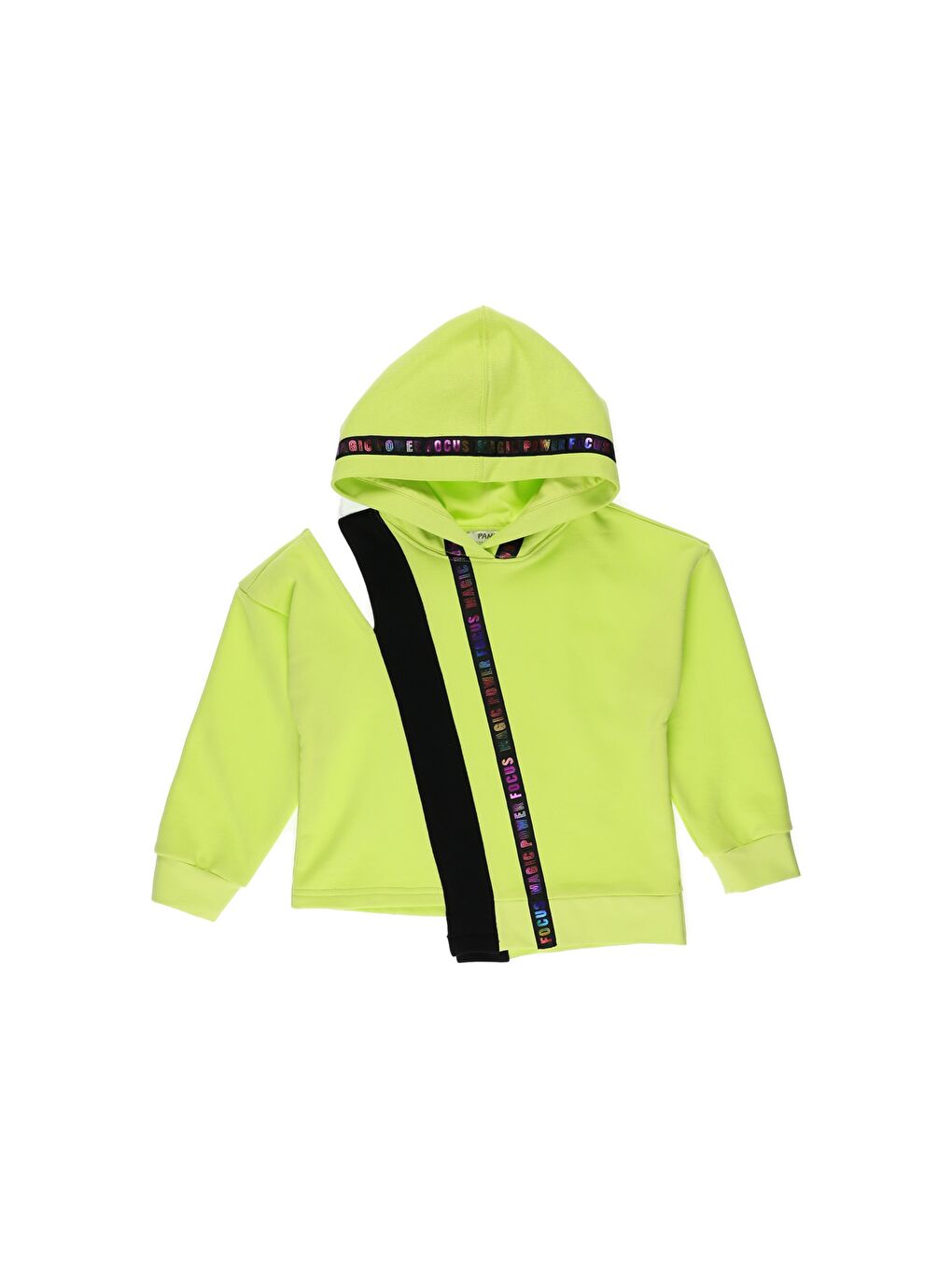 Yeşil Kız Çocuk Asimetrik Omuz Şerit Detaylı Sweatshirt