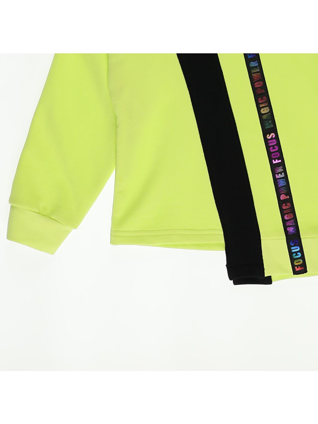 Yeşil Kız Çocuk Asimetrik Omuz Şerit Detaylı Sweatshirt-2
