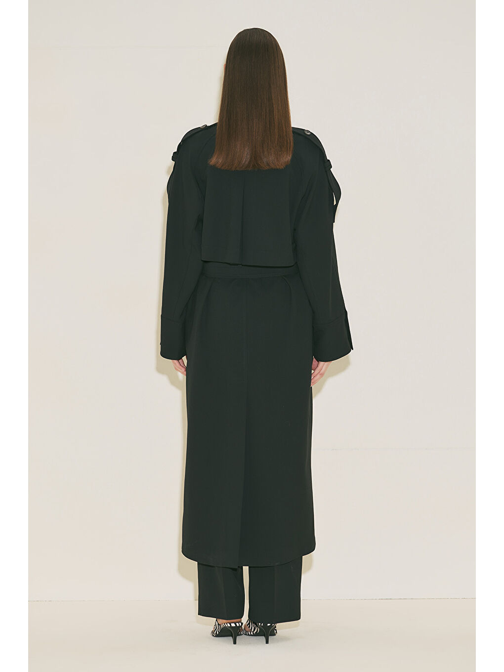 Lımıted Edıtıon Geniş Kol Trençkot Siyah-5