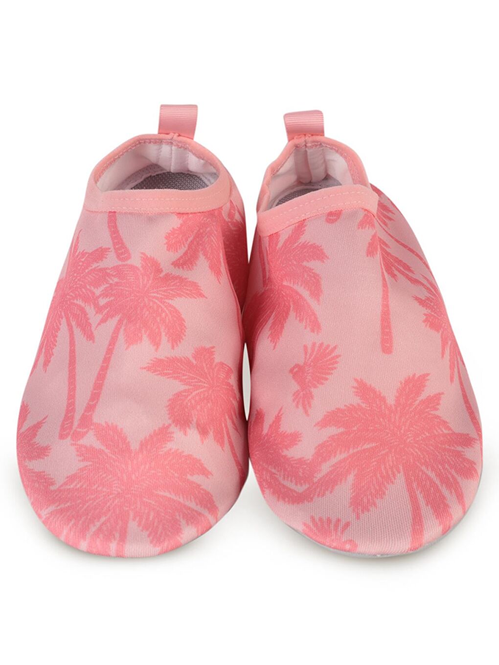 Pembe Girls Palmiye Baskılı Tabansız 32-36 Numara Deniz Ayakkabısı - Pudra-1