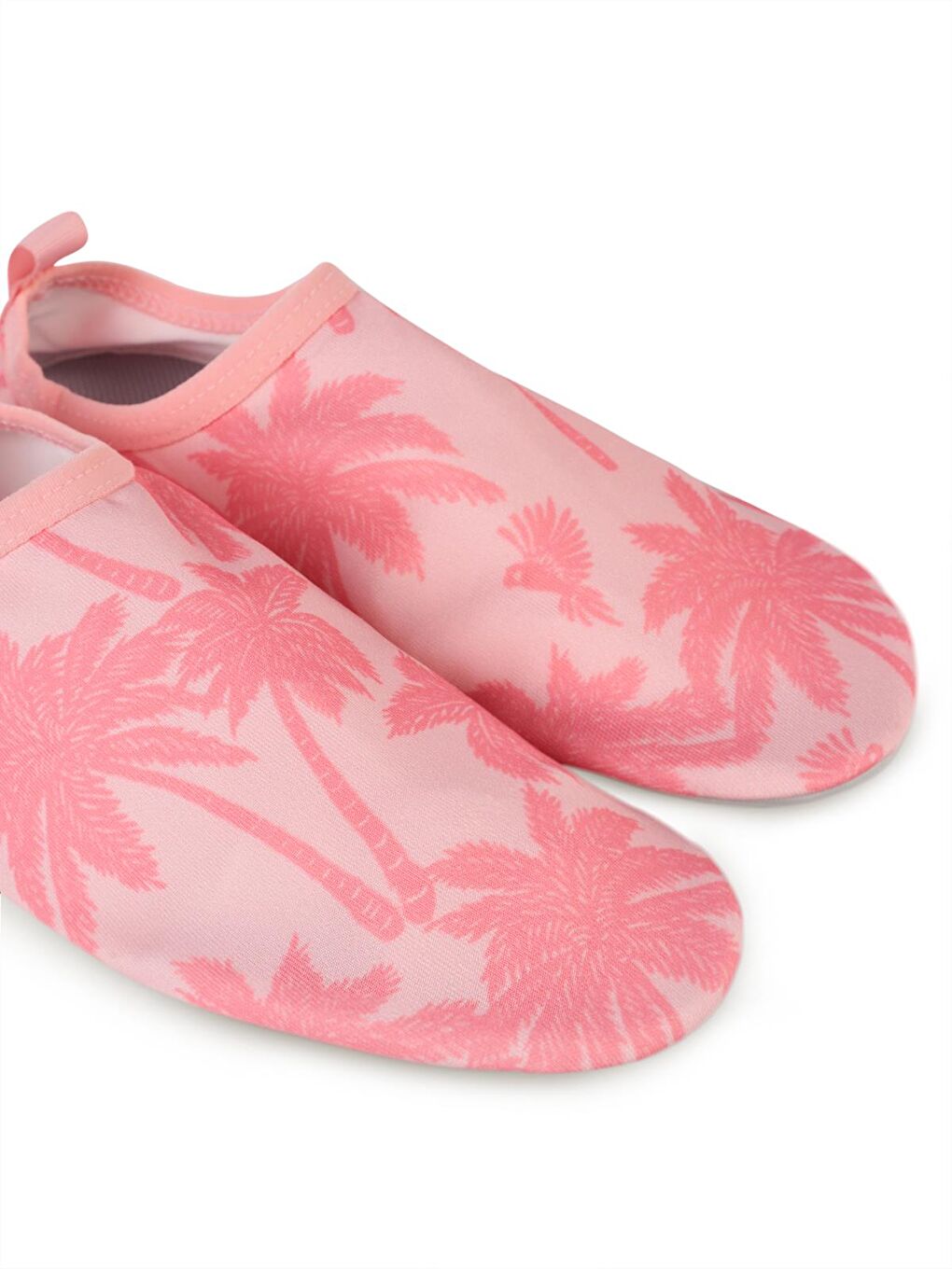 Pembe Girls Palmiye Baskılı Tabansız 32-36 Numara Deniz Ayakkabısı - Pudra-3