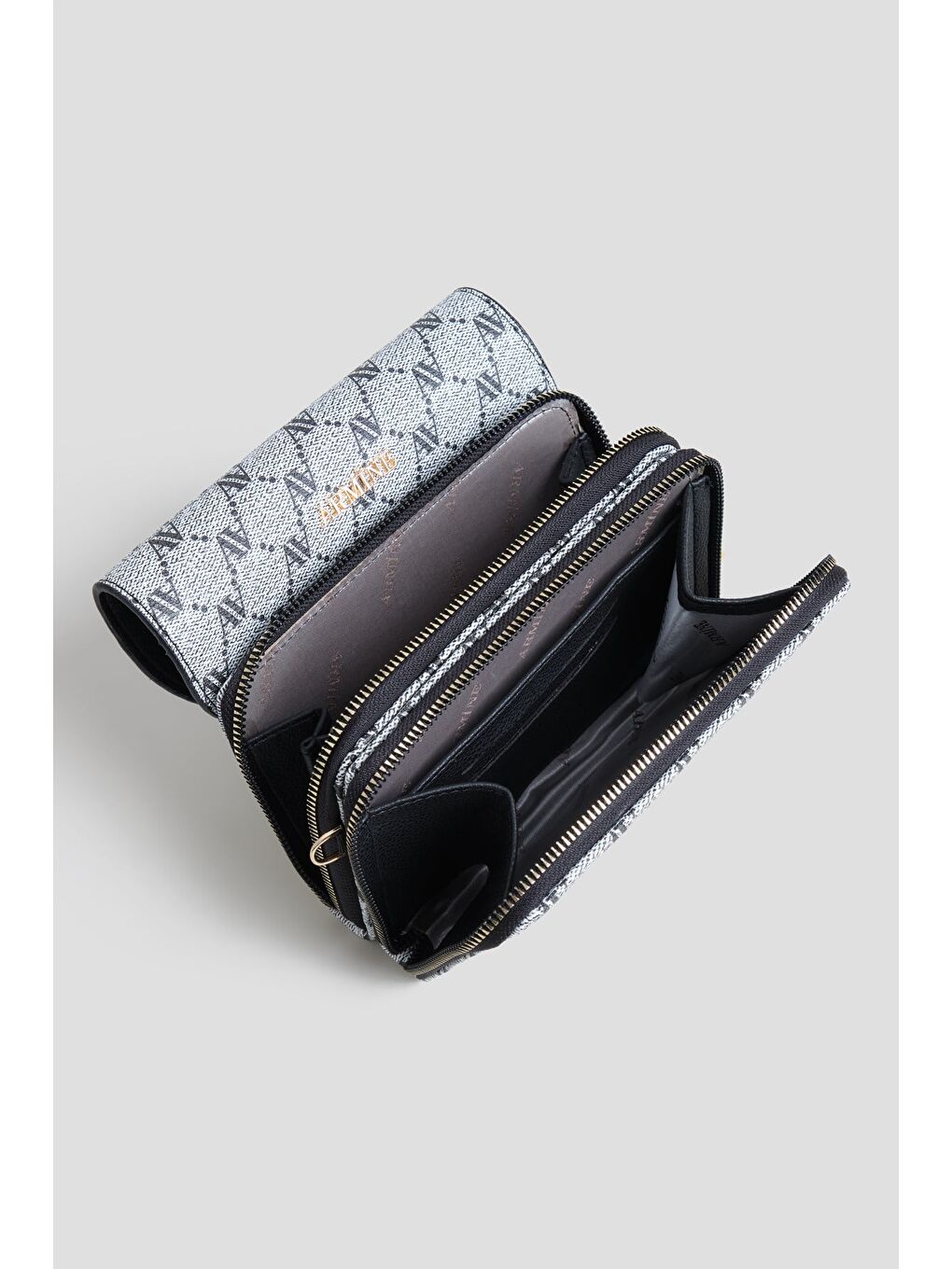 Noktalı Cüzdan El Çantası Gri-2