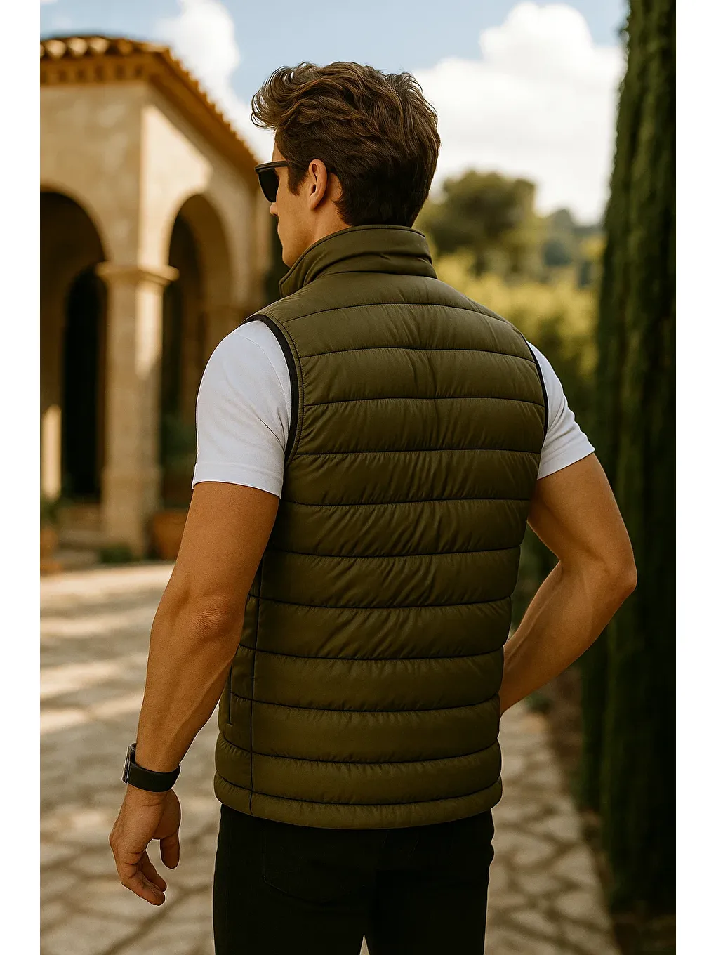 Erkek Kışlık Premium Trend Fermuarlı Haki Şişme Yelek-4