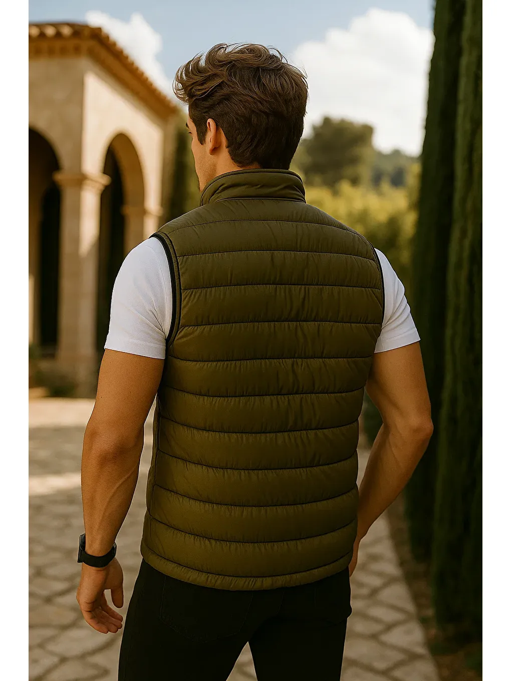Erkek Kışlık Premium Trend Fermuarlı Haki Şişme Yelek-5