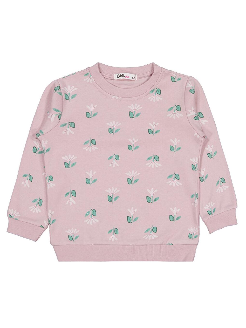 Girls Çıtır Çiçek Baskılıü 2-5 Yaş Sweatshirt - Pembe