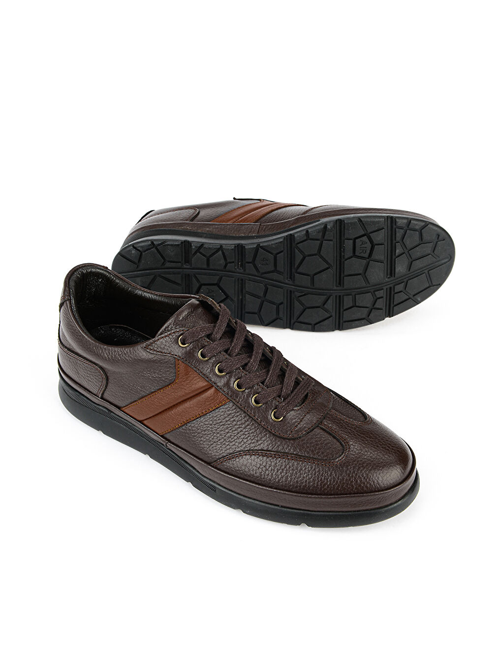 Kahverengi Erkek Hakiki Deri Sneaker 1611002Z650 Kahve-3