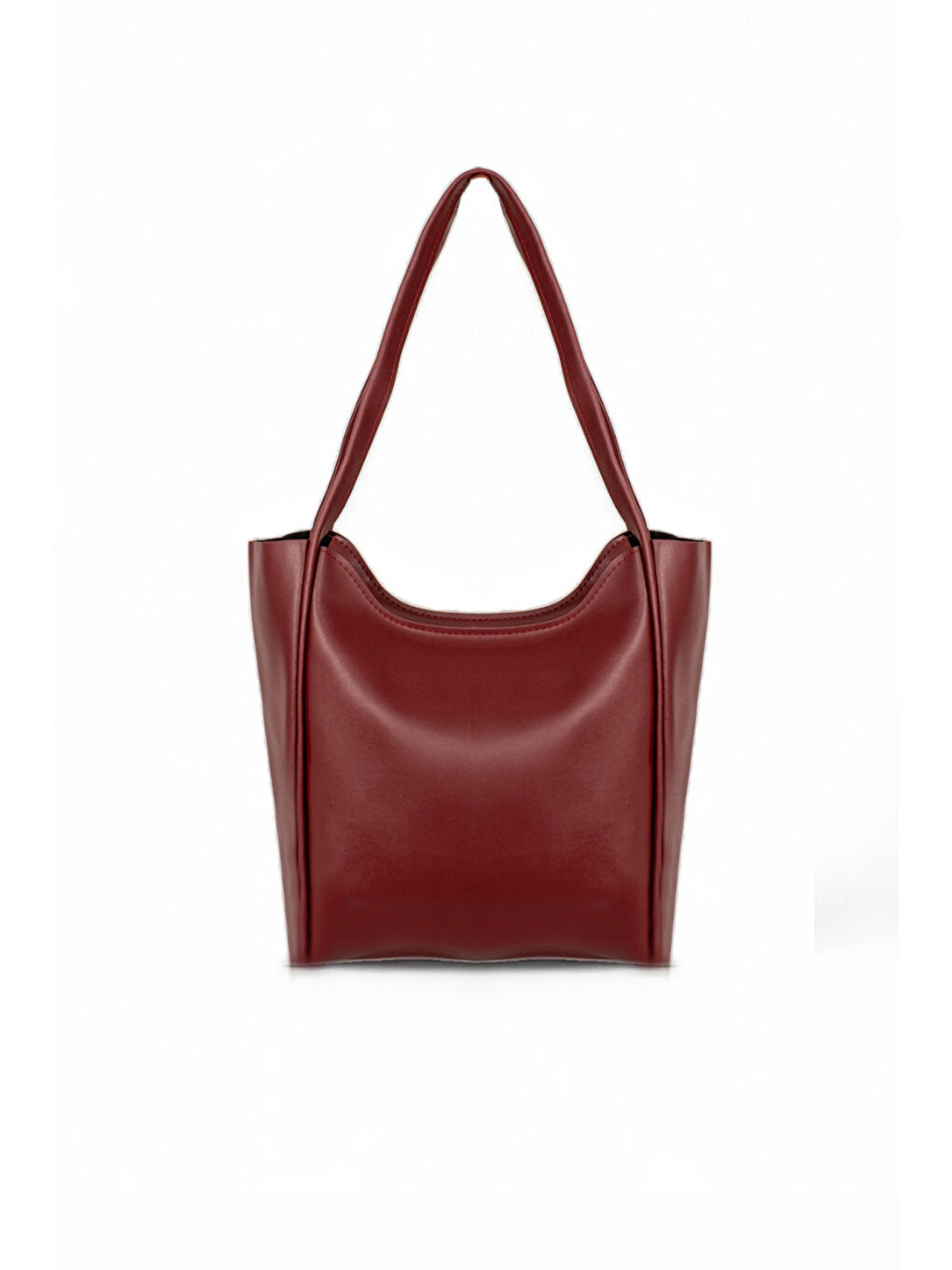 Kadın Bordo Çift Saplı Suni Deri Omuz Çantası-2