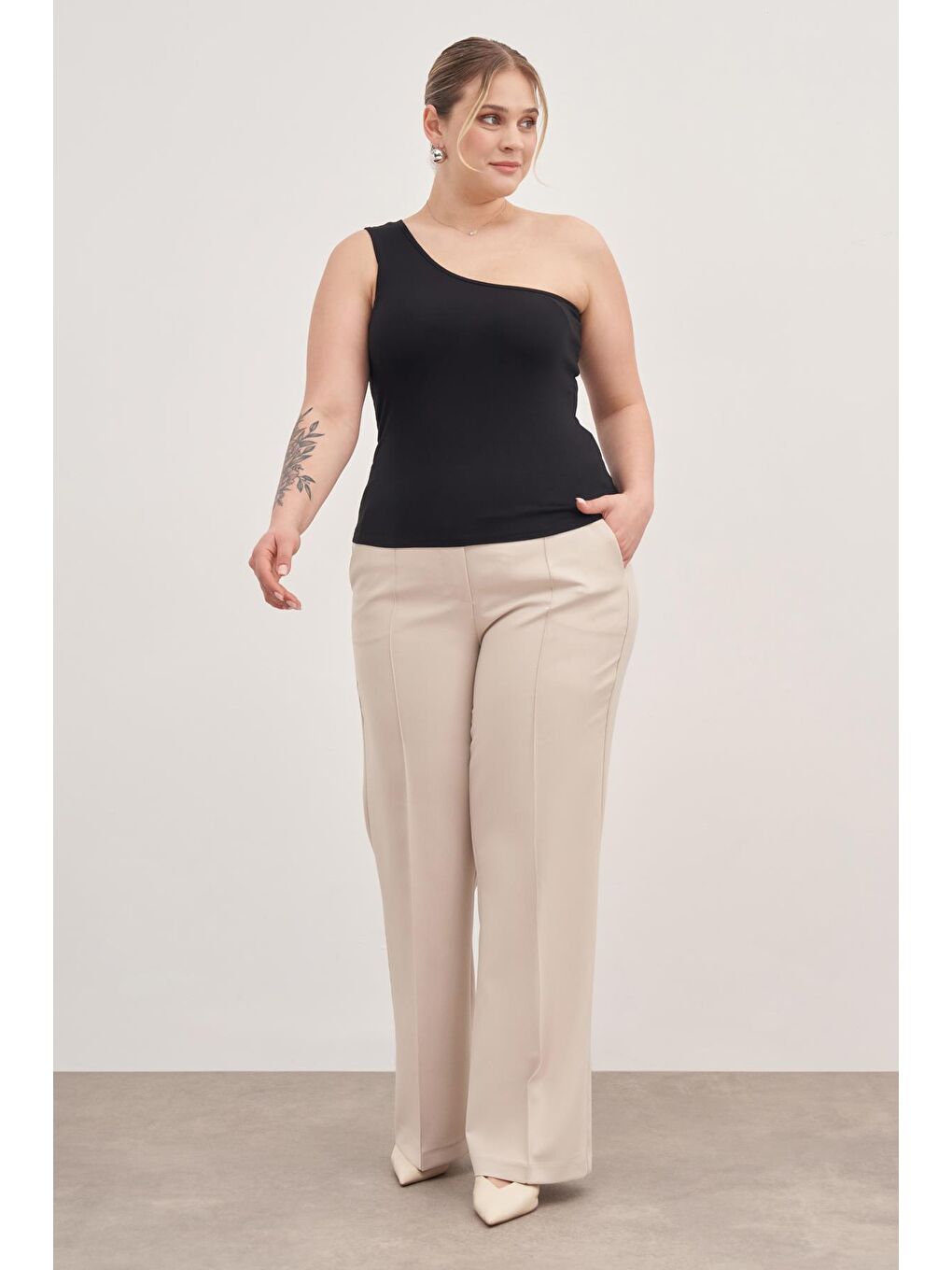 Mylinemoda Ekru Düz Kesim Klasik Pantolon - 1