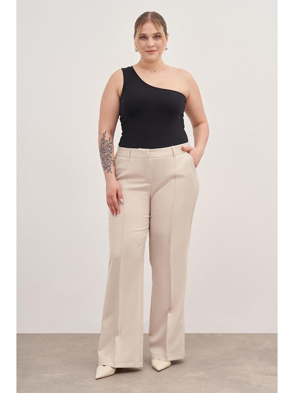 Mylinemoda Ekru Düz Kesim Klasik Pantolon - 2