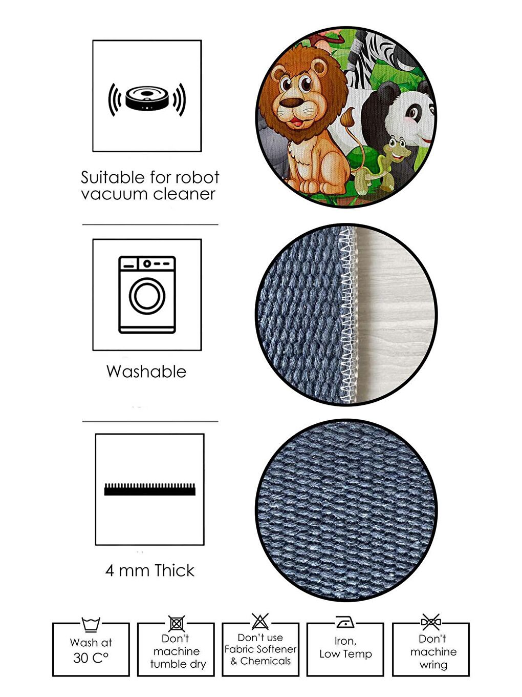 Bej Pamuk Taban, Yıkanabilir, Kaydırmaz Taban, Modern Halı  180 x 180 cm-6