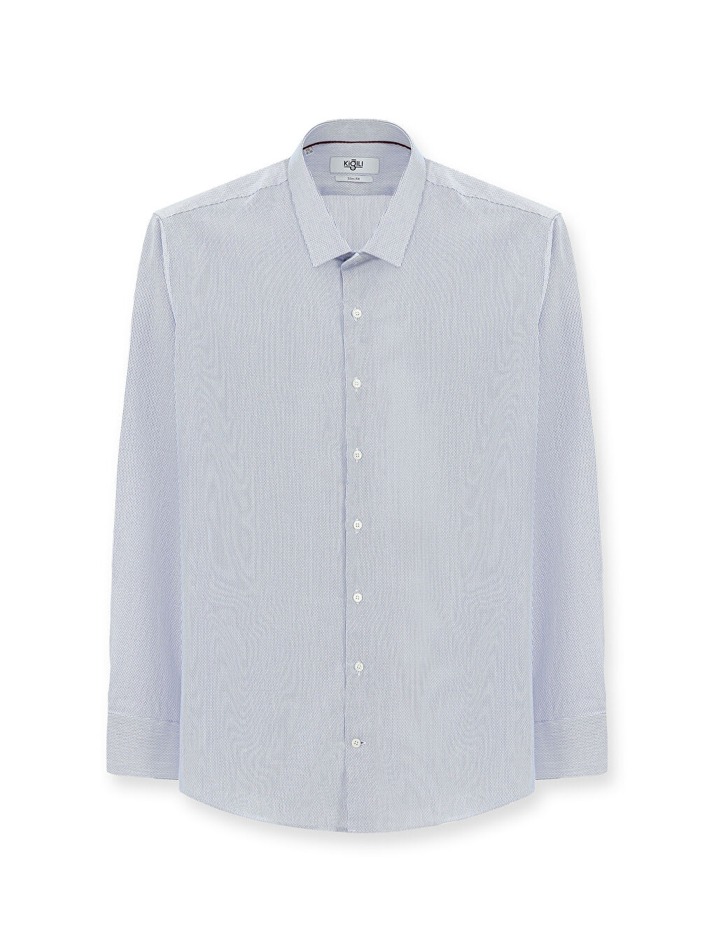 Lacivert Uzun Kol Slim Fit Dar Kesim Klasik Desenli Pamuk %100 Pamuk Gömlek