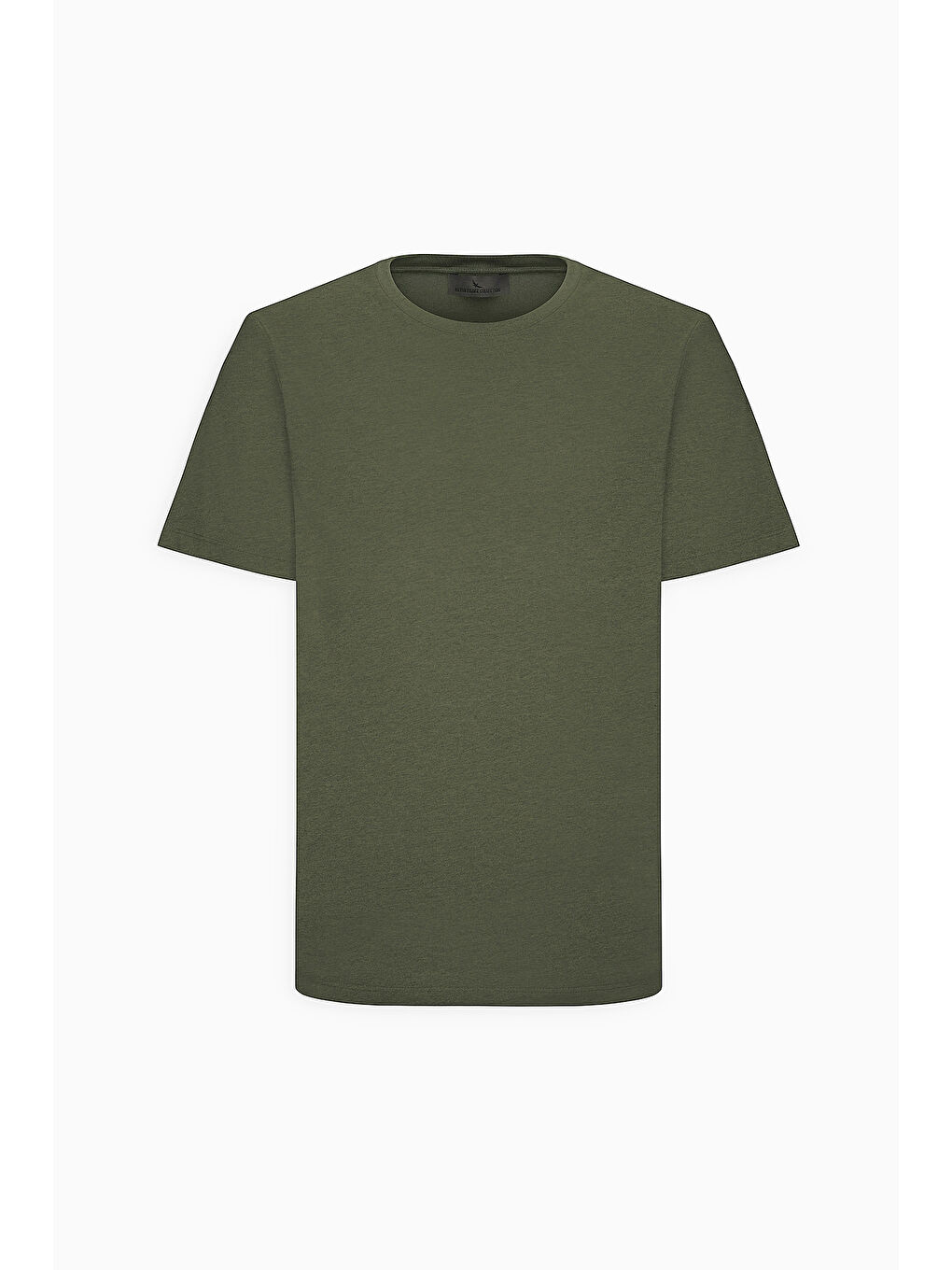 Erkek Haki Normal Kesim Bisiklet Yaka Pamuklu Tişört-4