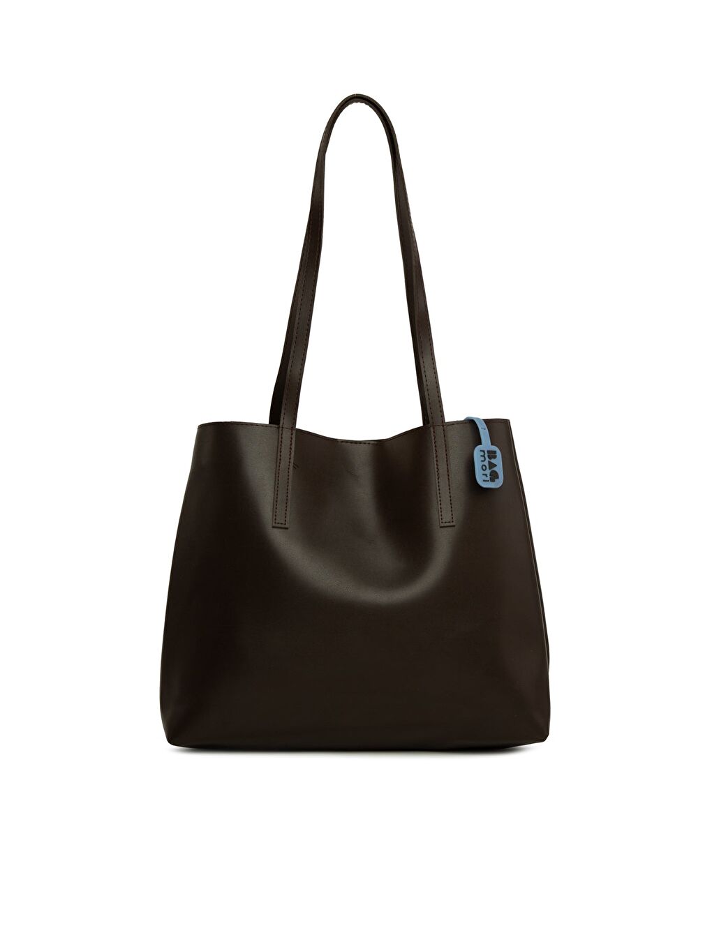 Kahverengi Yandan Çıtçıtlı İnce Askılı Tote Çanta