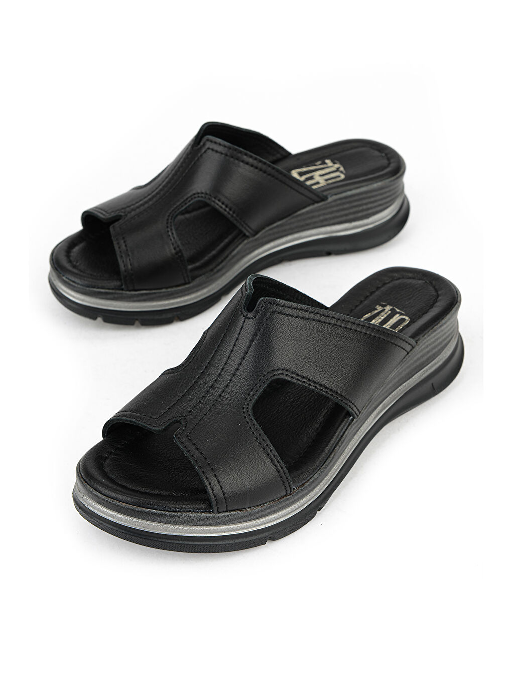 Kadın Hakiki Deri Dolgu Terlik 1611020Z2565 Siyah-4