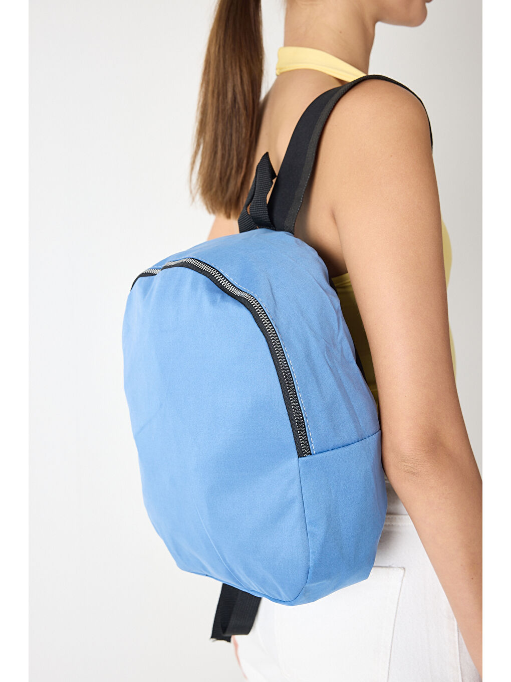 Mavi Kadın Sax Minimal Tasarım Kumaş Sırt Çantası-2