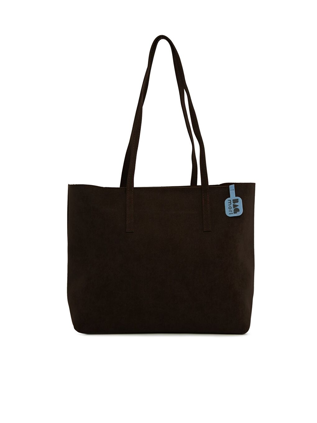 Kahverengi İnce Askılı Fermuarlı Nubuk Tote Çanta-3