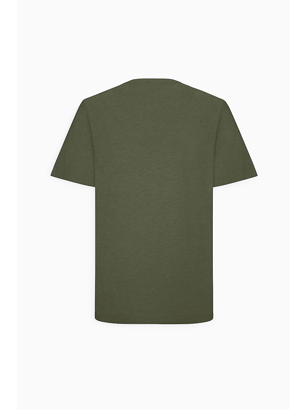 Erkek Haki Normal Kesim Bisiklet Yaka Pamuklu Tişört-7