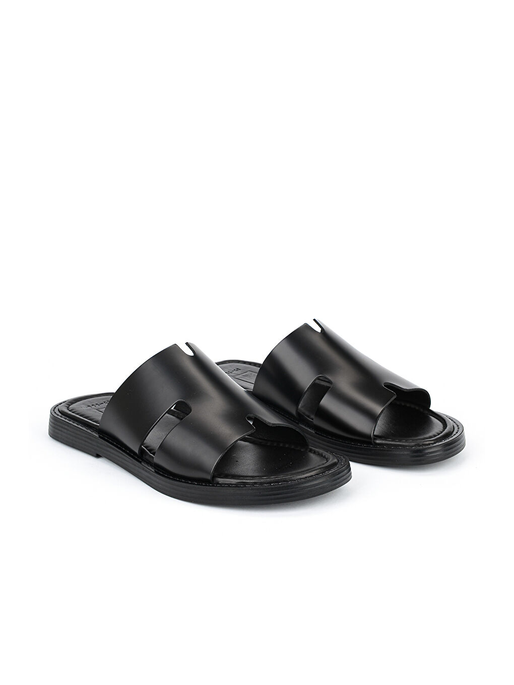 Erkek Hakiki Deri Terlik 1611045ZM111 Siyah-1