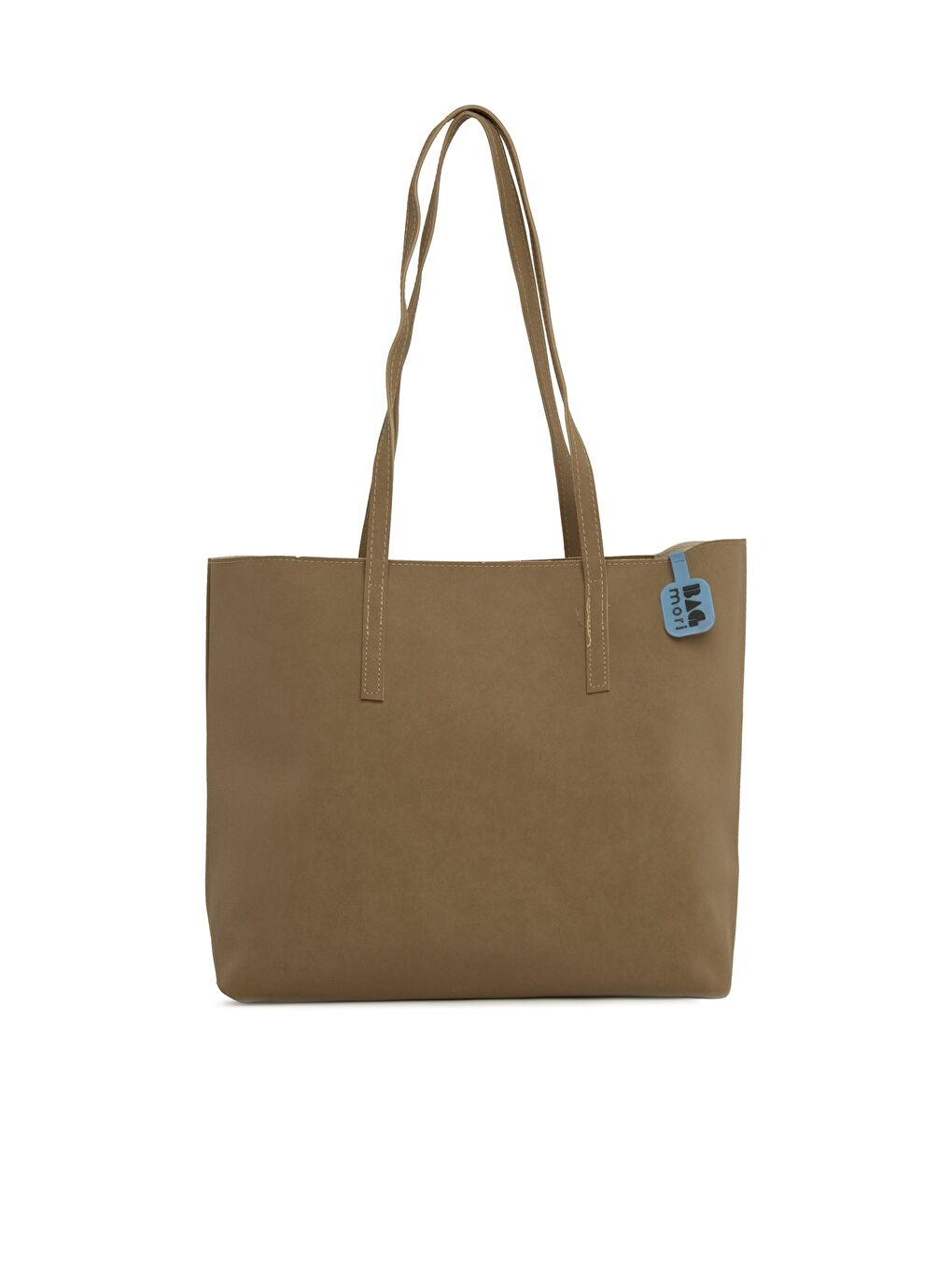 Bej İnce Askılı Fermuarlı Nubuk Tote Çanta