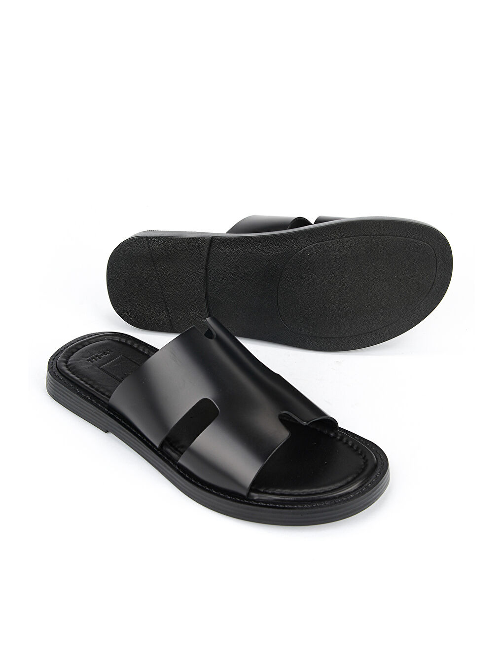 Erkek Hakiki Deri Terlik 1611045ZM111 Siyah-3