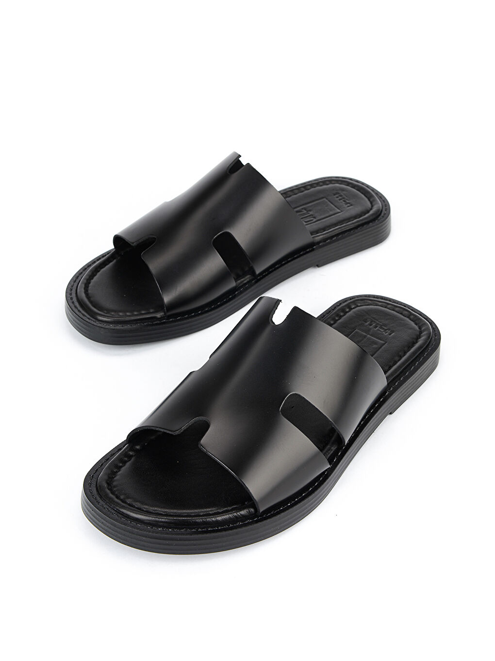 Erkek Hakiki Deri Terlik 1611045ZM111 Siyah-4