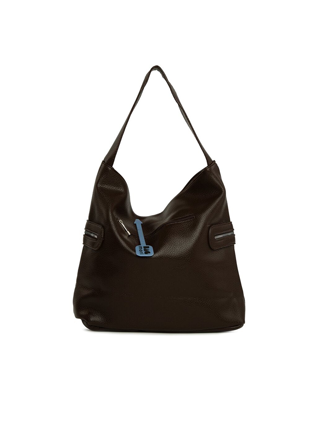 Kahverengi Dokulu Yan Fermuar Detaylı Salaş Çanta-2