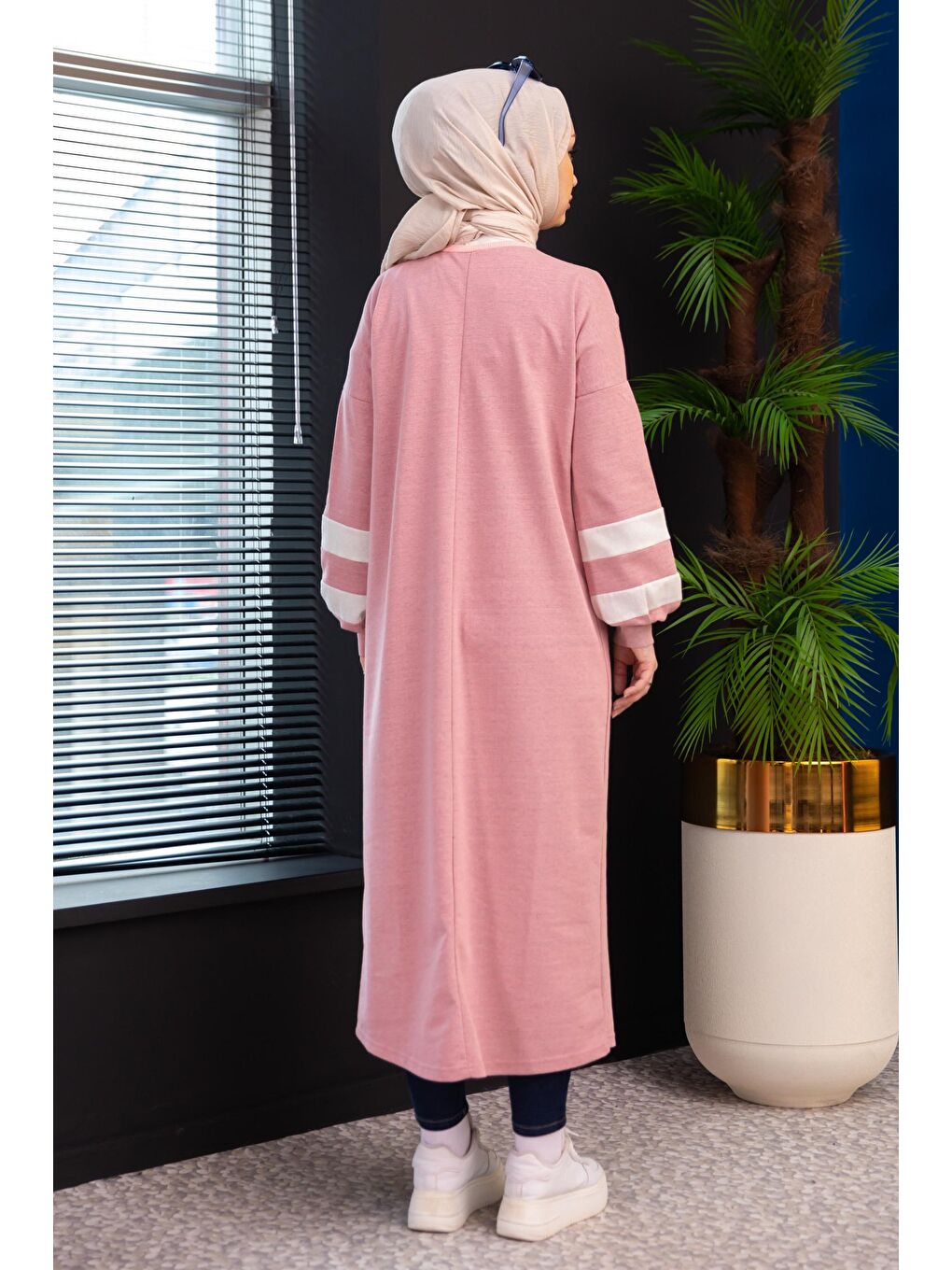 Bisiklet Yaka Kadın Pembe Elbıse - 4134-2