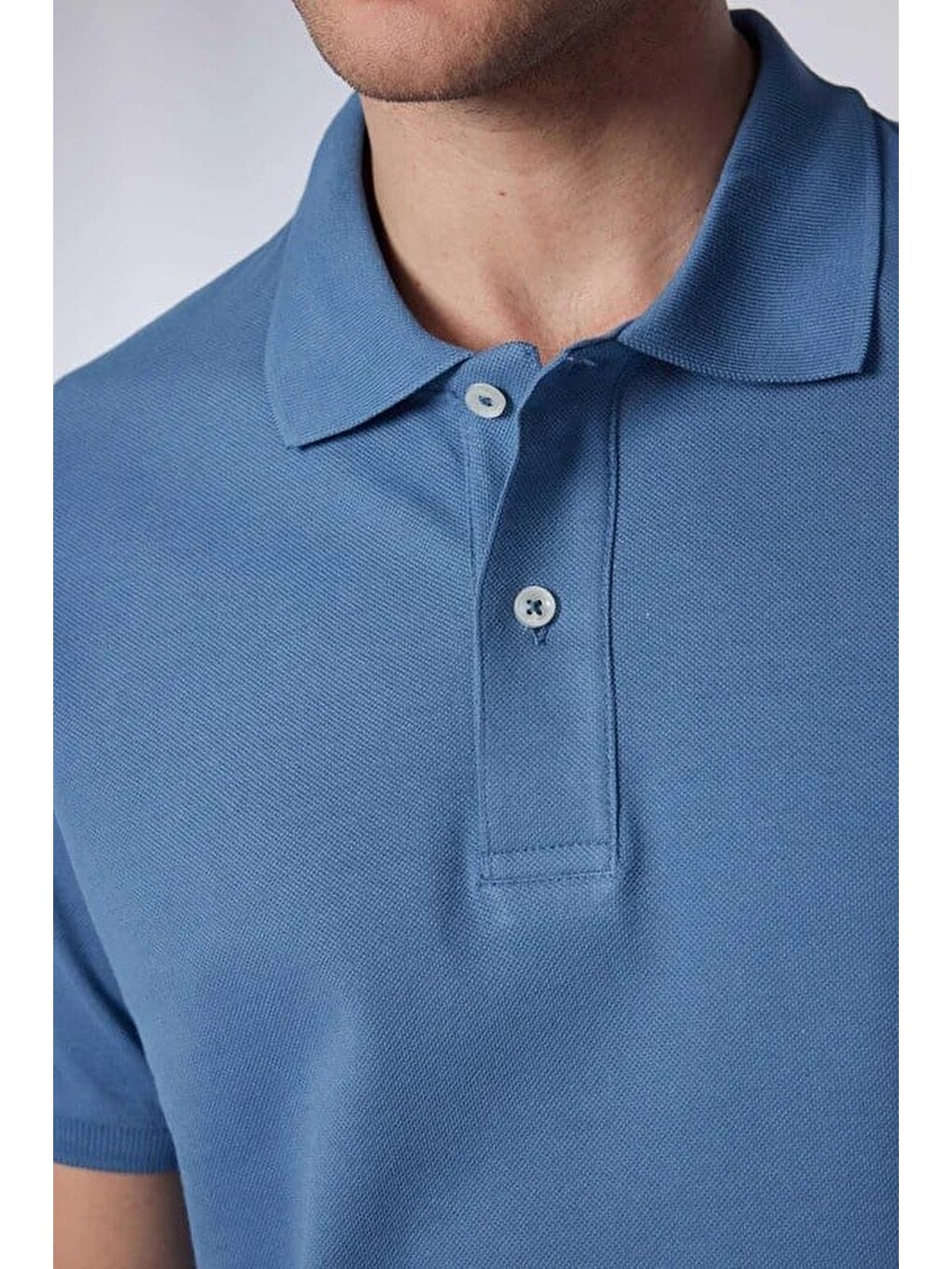 Erkek Slim Fit Dar Kesim Premium Seri %100 Pamuk Yumuşak Dokulu Merserize İndigo Polo Yaka Tişört-3