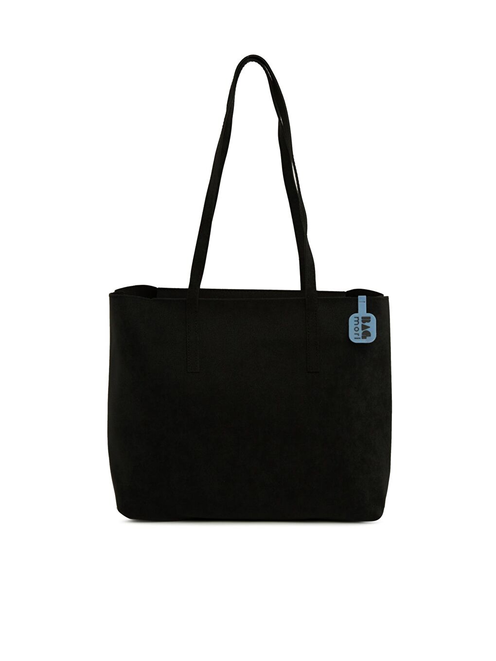 Siyah İnce Askılı Fermuarlı Nubuk Tote Çanta