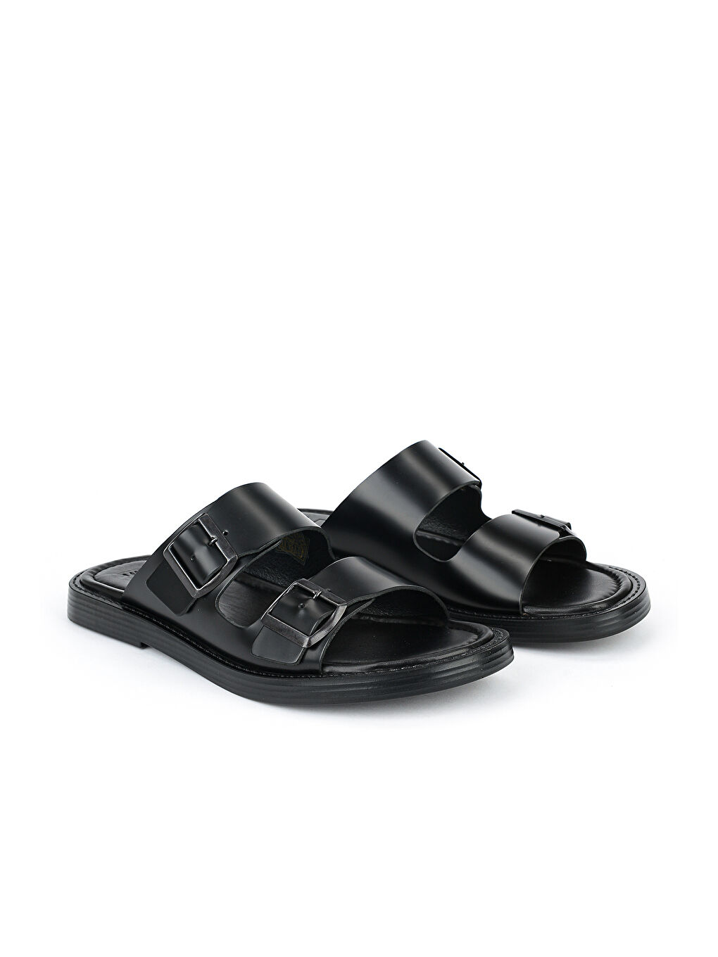 Erkek Hakiki Deri Terlik 1611045ZM160 Siyah-1