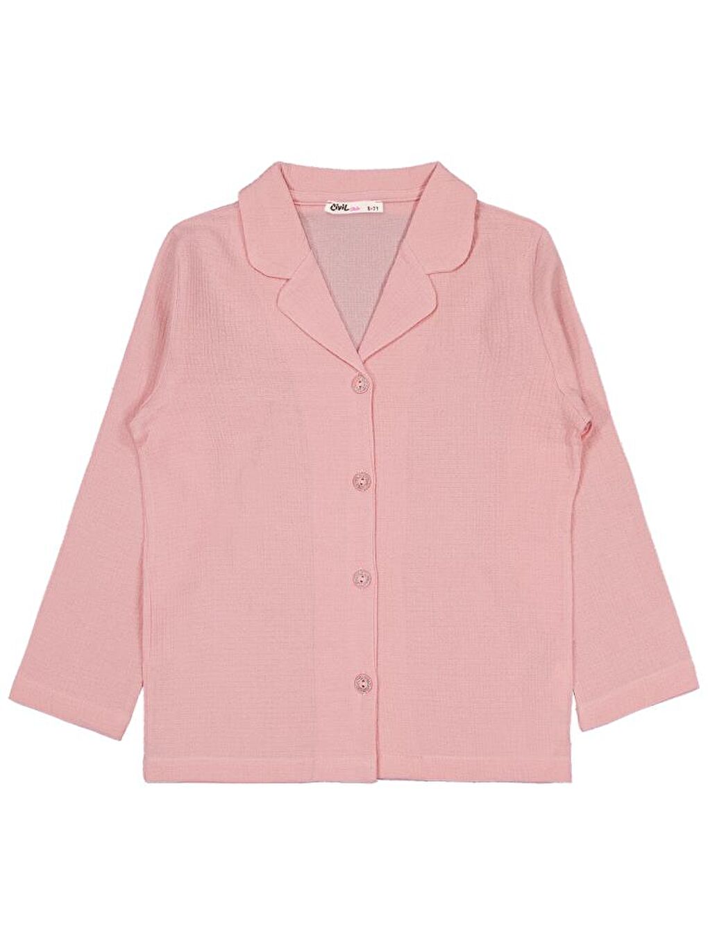 Pembe Girls Düz 6-9 Yaş Pijama Takımı - Pudra 8-9 Yaş