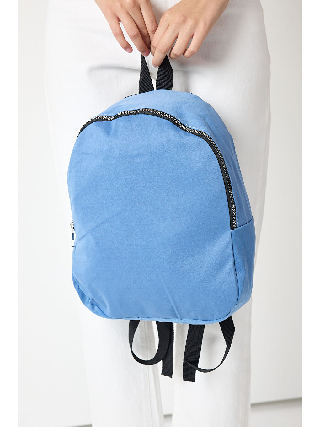 Mavi Kadın Sax Minimal Tasarım Kumaş Sırt Çantası-4