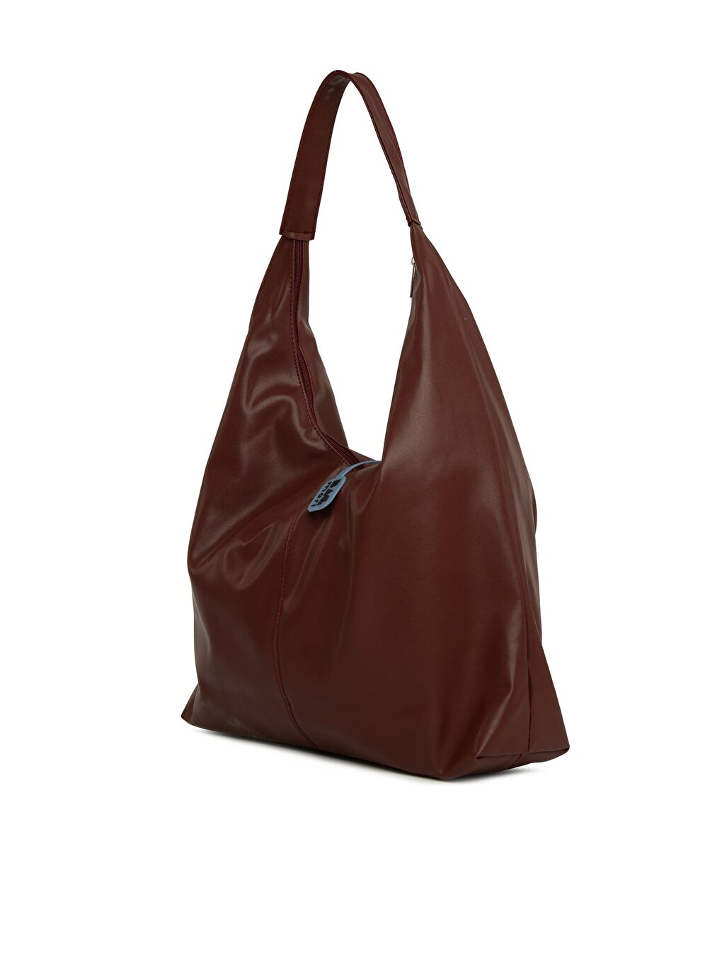 Bordo Yumuşak Dokulu Oval Maxi Boy Omuz Çantası-1