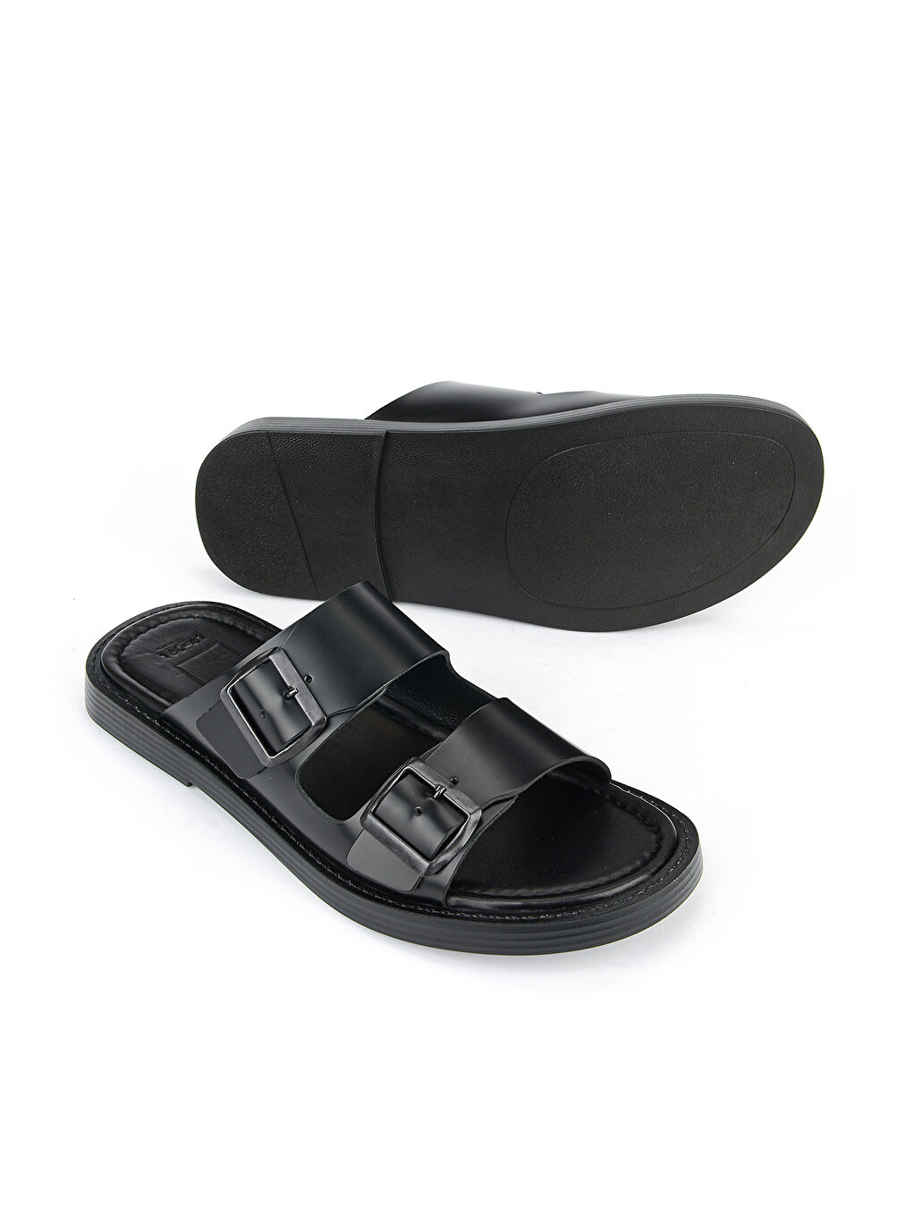 Erkek Hakiki Deri Terlik 1611045ZM160 Siyah-3