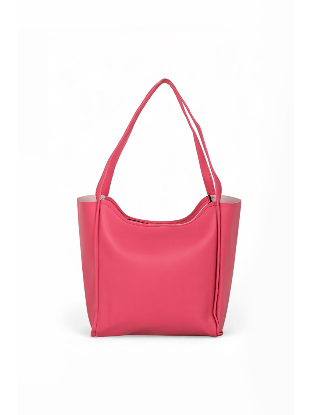 Kadın Fuşya Çift Saplı Suni Deri Omuz Çantası