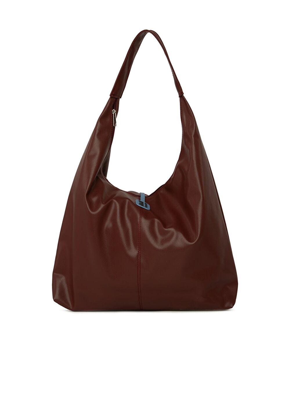 Bordo Yumuşak Dokulu Oval Maxi Boy Omuz Çantası-2