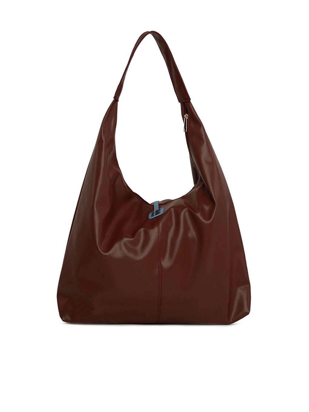 Bordo Yumuşak Dokulu Oval Maxi Boy Omuz Çantası-3